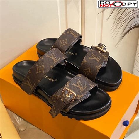 louis vuitton slides bom dia mule|louis vuitton slides with buckle.